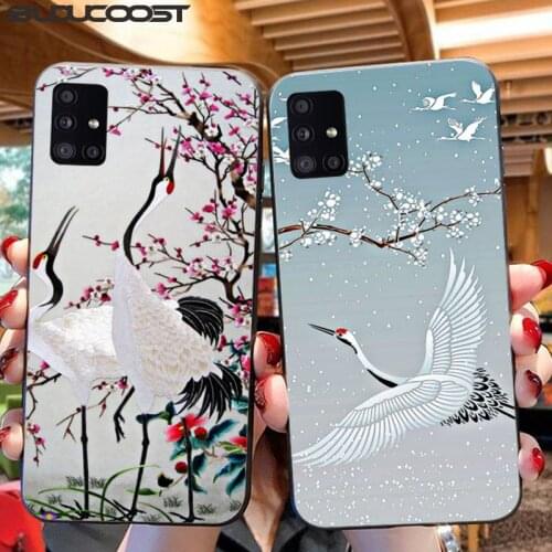 Riccu Red crowned cranes Japan Phone Case For Samsung A10 20 30 40 50 70 10S 20S 2 Core C8 A30S A50S A7 8 9 2018 STAR