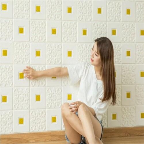 Self-adhesive Paper Living Room Bedroom 3d Tv Roof Ceiling Decoration Stickers Background Foam Wallpaper Ceiling Wall Home Decor