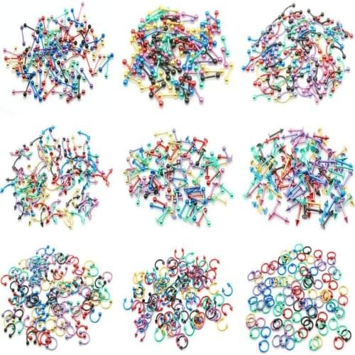 10pcs/Lot Ear Eyebrow Nose Labret Tongue Belly Ring Piercings Fashion Body Jewelrys Men Women Navel Bar Barbell Stud Earrings