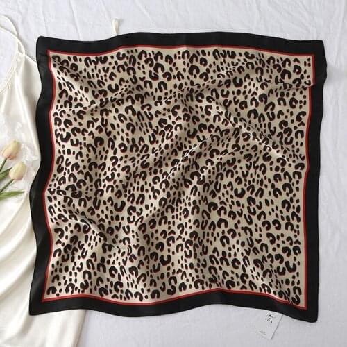 Small Square Scarf Women 2021 New Leopard Print Scarf Professional Bib Simple Scarf Shawl 70*70cm