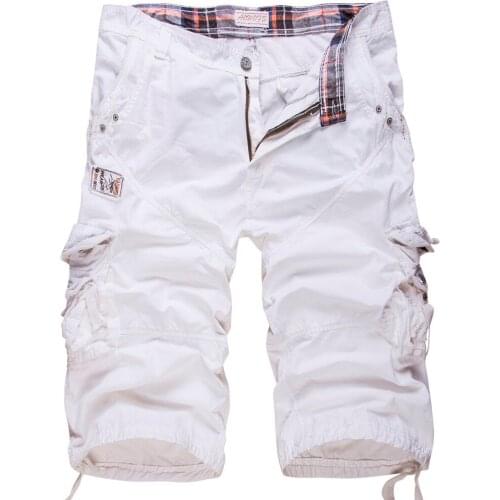 High quality Men Cotton Cargo Shorts New summer Male Solid multi-pocket Work Short Pants Loose Tooling shorts Size 38