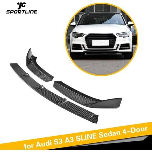 Carbon Fiber Front Bumper Lip Spoiler Splitters for Audi S3 A3 SLINE Base Prestige Progressiv Premium Plus 4-Door 2017 - 2019