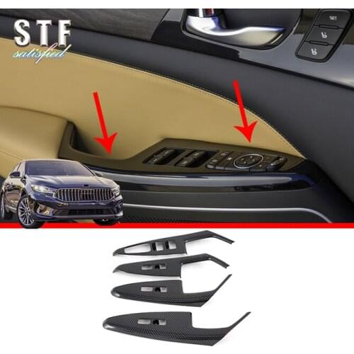 Carbon Fiber Style Door Window Armrest Cover Buttons Switch Panel Trim Molding Garnish For Kia K7 Cadenza 2019 2020