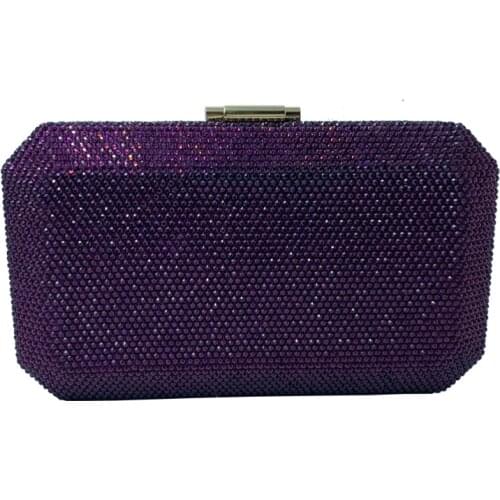 Royal Nightingales New Hard Box Clutch Red Crystal Clutches and Evening Bags for Party Prom Red Purple Green Navy Gold Black