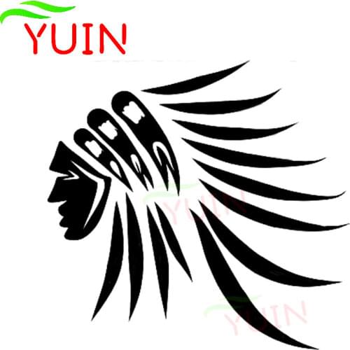 Creative Indian Head Feather Pattern Car Sticker Personalized PVC Cars Accessories Rear Windshield Decoration Waterproof Decals