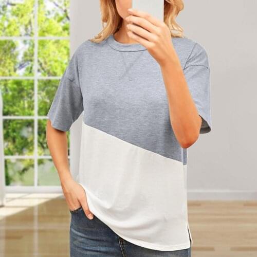 Ladies Summer Tee Shirt Women Short Sleeve Shirt Round Neck Ladies T-shirt Top Comfortable Breathable Basic Clothing