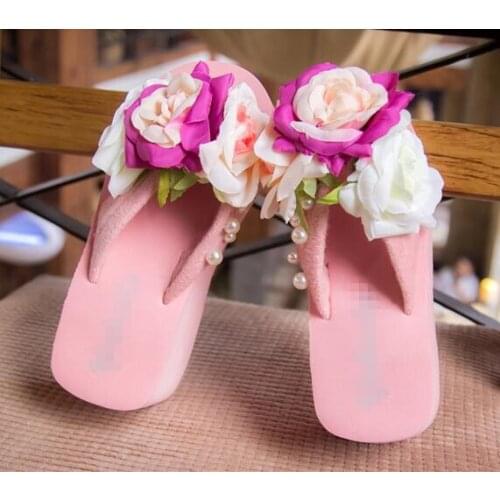 Lady fashion Rose flower slippers shoes women soft sandals hot sale beach footwear beach flip flops shoes Free shipping