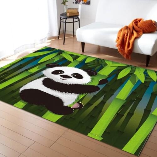 Animal Cute Panda Green Bamboo Carpet Bedroom Room Bedside Blanket Rug for Living Room Cloakroom Carpet Bedroom Decor