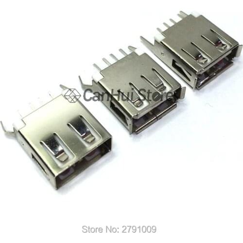 10PCS USB 2.0 jack A Type USB Connector Female Socket Straight Feet 180degree DIP 4 pin Flat edge/Curling edge(H=13.7mm)