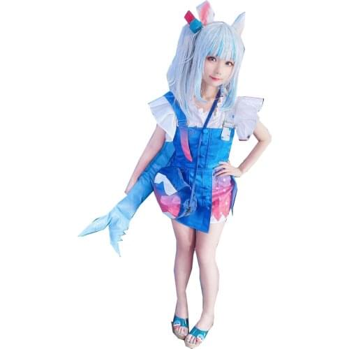 2021 Youtube Vtuber hololive Gawr Gura Shark Dress Uniform Outfit Suit Cosplay Costume Women Halloween Custom Made Any Size