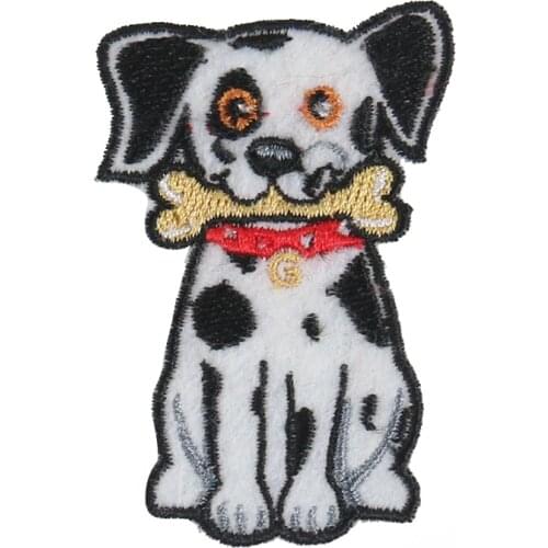 5PCS Cute Spot Dog Patches Embroidery Patches Animal Iron on Patches for Clothes Sew on Fabric Badge DIY Apparel Accessories
