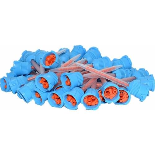 50pcs 10:1 Static Mixer Epoxy Adhesive Applicator Mixing Nozzle Resin AB Glue Round Static Mixing Tube Set for Caulking Glue Gun