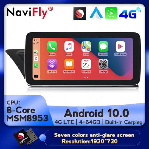 Navifly MSM8953 4GB+64GB Android 10.0 Car Multimedia Player For Audi A4L B8 A5 2009-2016 Navigation GPS Carplay 4G LTE WIFI DSP