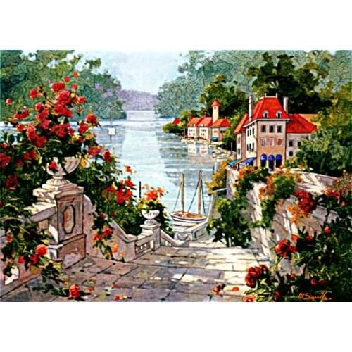 Free shipping Big size scenery wall tapestry,Italian harbor,classical design