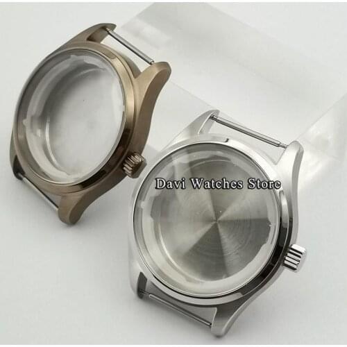 New 40MM Silver/Bronze coating watch case part brushed Fit NH35/NH36 ETA 2824 movement