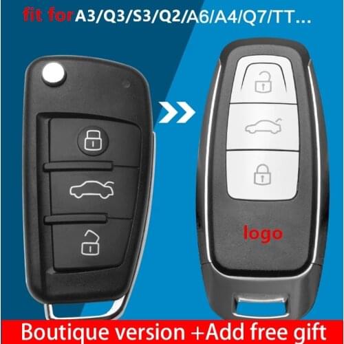 For Audi A3 A4 A6 A8 TT Q2 Q3 Q5 Q7 S3 R3 A7 RS3 Remote Key Cover Car Modified Remote Key Shell Upgrade Keyless Smart Key Case