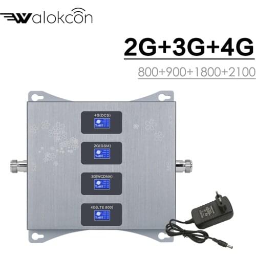 B20 B8 B1 B3 Quad-Band Signal Repeater GSM 900 DCS 1800 LTE 800 WCDMA 2100 MHz Cellular Signal Amplifier 70dB Gain UMTS Booster