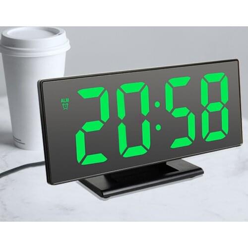 Digital Alarm Clock LED Mirror Electronic Clock Large LCD Display Clocks Noiseless Digital Table Clock With Temperature Calendar