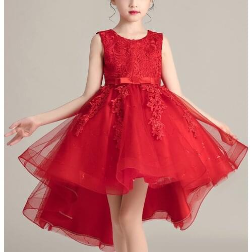 Kids Dress New Chinese Asian Design Tailing Buckle Chinese Style Elegant New Year Princess Children Party Dress