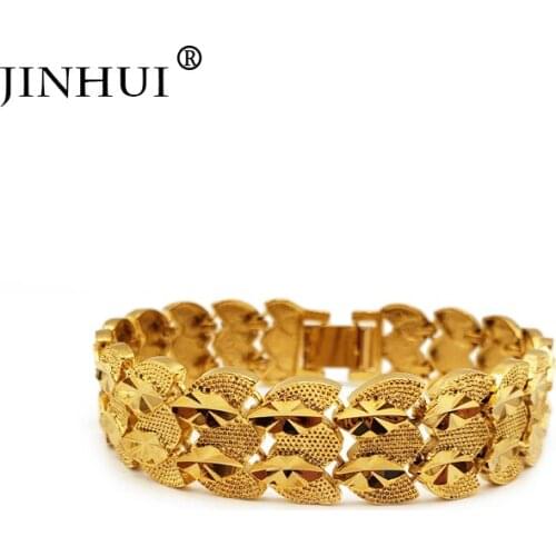 Jin Hui Fashion New African Ethiopia Gold color Men Bracelet Women Party Ornament Luxury Gifts for Friends Dubai Bangle Jewelry