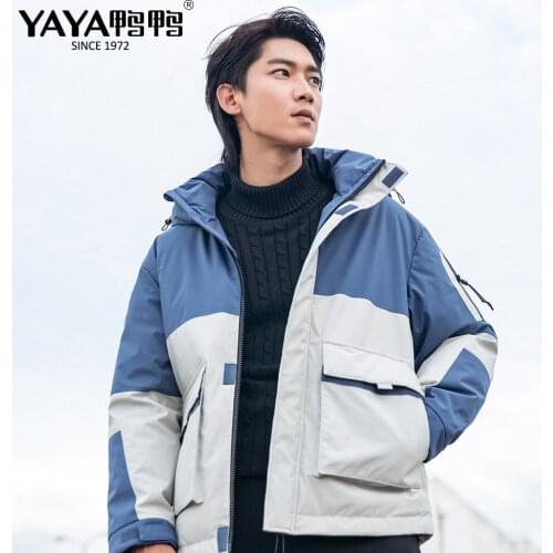 YAYA 2021t Men‘s Lightweight Duck Down Jacket Casual Collar Hooded Down Coats Windbreak Gentleman Autumn Winter Outwear