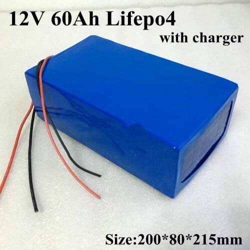 Lifepo4 12v 60ah Battery Pack 12v Lifepo4 Lithium Battery for 12v 1000w Electric Scooter Electric Motorcycle Tricycle + Charger