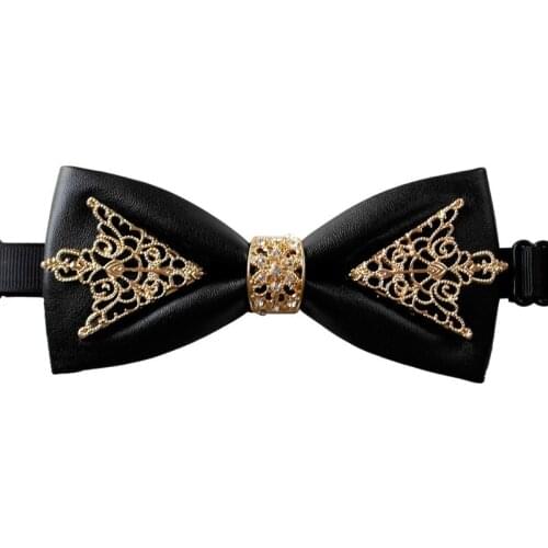 Fashion Diamond Leather Elegant Gentleman Bow Ties Butterfly Wedding Party Bow Ties Butterfly Gravata Original Design Bow Tie