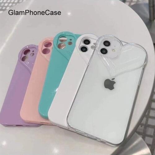 GlamPhoneCase Pure color love Phone Case For iPhone12Pro/max 11Pro/Max XS Max XR Soft Silicone Cover For iPhone11 7 8Plus Case