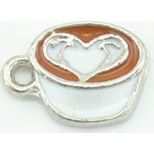 New arrival espresso charm floating charms love heart floating charms for mom and baby living locket as gift charms 10pcs/lot