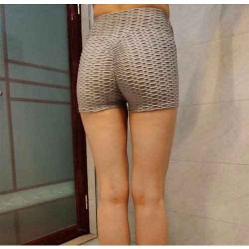 Sexy fashion jacquard high bounce tight sports fitness peach buttock jacquard bubble yoga shorts