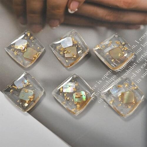 Natural magic shell gold foil resin shaped pendant diy handmade jewelry material earring accessories