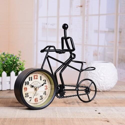 Rustic Metal Bicycle Desk Clock Bike Clock Home Decoration Table Clock Ornament Charm Antique Style Ideal For Gift