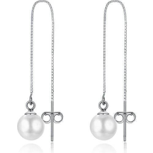 SILVERHOO Long Tassel 925 Sterling Silver Drop Earrings For Women Trendy Shell Pearl Earrings Elegant Female Jewelry Ear Drops