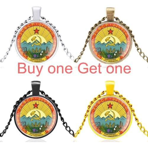 Soviet Union Sickle Hammer Cccp Пролетарии Всех Стран Соединяйтесь Glass Dome Pendant Necklace Men Women Charm Jewelry Gifts