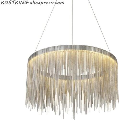 Modern high-end villa art personality lamps simple atmosphere chain chandelier Nordic bedroom living room restaurant lights
