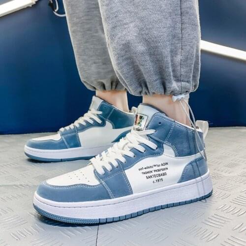 High Top Mens Casual Shoes Rubber Outdoor Breathable Student Board Shoes Lace-up Hard-Wearing Flats Shoes for Men