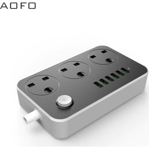 Power Strip with USB Ports 3 Outlets Surge Protector 6 Quick USB Universal Socket Charging Station 6.5ft Power Cord