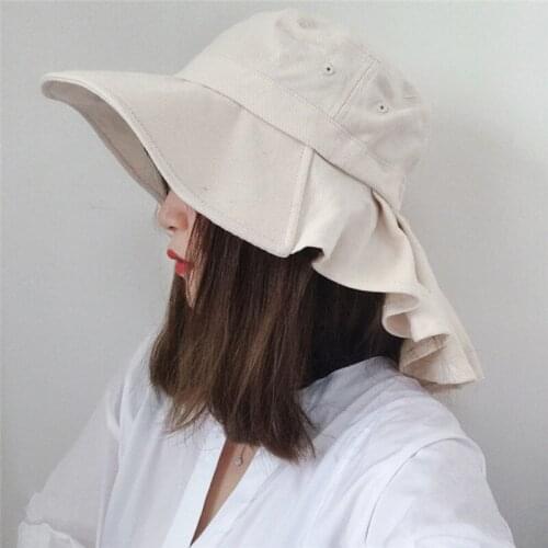 Outdoor Cap UV Protection Hat Big Side Beach Sport Sun Hat Ladies Hat Folding Cap Storage Hat Neck Scarf Sun Proof Hats Beach