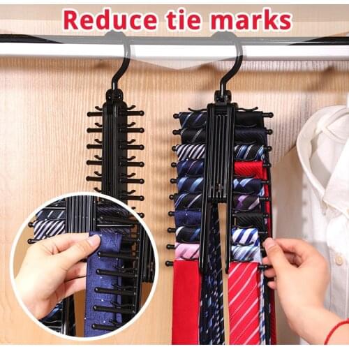 20 Rows Tie Rack Top Quality Belt Scarf Neckties Hanger Adjustable 360 Degree Rotating Holder Hanging Shelf Wardrobe Organizer