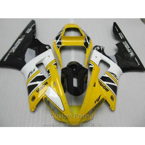 High quality fairing kit for Yamaha YZFR1 00 01 yellow white black fairings set YZF R1 2000 2001 LK38