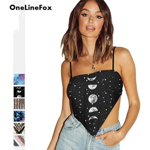 OneLineFox 3D Printed Women Tee Tops Tube Sexy Camis Sleeveless Adjustable Strapless Backless Summer Vest Breast Wrapping