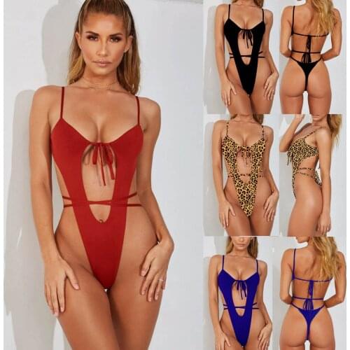 Womens Fashion Sexy Vest Bikini Solid Leopard Bikini One Piece Swimsuit Snakeskin Print Swimwear Push Up Brazilian Bikini