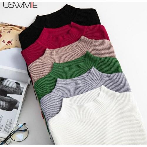 Winter Women Sweater Fashion Turtleneck Casual Long Sleeve Slim Vertical Stripes Comfortable Warm Basic Bottom Female Pullover