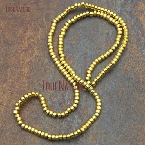 10Strand Retentive Gold Electroplated Cylindrical Beads Hematite Loose Beads For Less 2x4mm BE14061