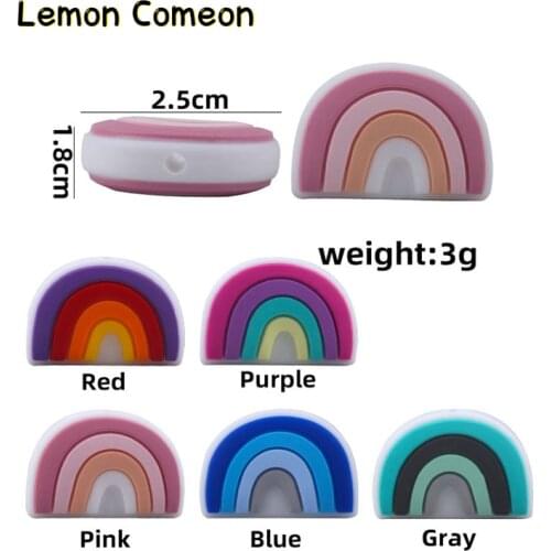 10Pcs Rainbow Silicone Teether Beads Safe BPA Free Mini Rainbow DIY Pacifier Chain Chewable Teething Rodent Baby Prod