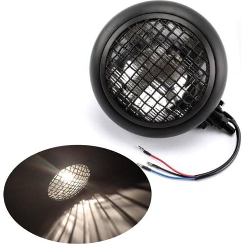 6 3/4"Motorbikes 6.5" Retro Mess Grill Guard Vintage Headlight Front Custom Headlamp for Harley Cafe Racer Scrambler Triumph