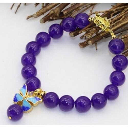 6 style 8mm 10mm natural stone chalcedony jades stone round beads strand bracelet bangle cloisonne jewelry 7.5inch B2722