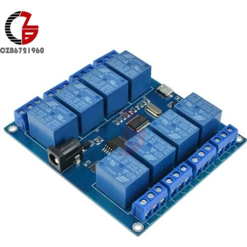 DC 5V 10A 8 Channel Relay Module Micro USB Board With Indicator PC Upper Computer ICSE014A Software Control