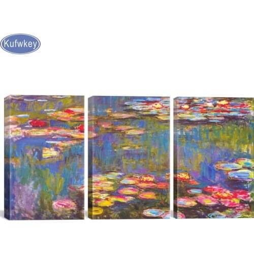 5d diamond painting full square new arrivals diamond painting Water lily diamond mosaic Triptych full drill square/round diamond