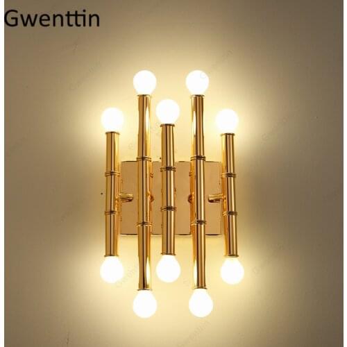 Bamboo Shape Pipe Wall Lamp Loft Wall Sconces Modern Led Mirror Light Fixtures for Living Room Kitchen Bar Home Decor Luminarias